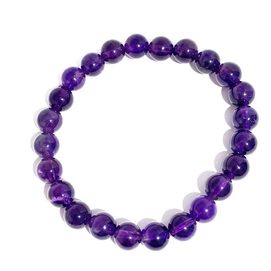 Dark Purple Amethyst Beaded Bracelet 6mm